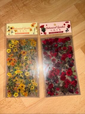 Botanical Garden Floral Stickers - Yellow Wildflowers & Red Roses